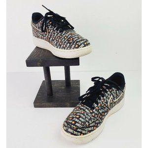 Nike Air Force 1 LV8 Kids Just Do It Black White Orange AT2976 001 Sz 3Y